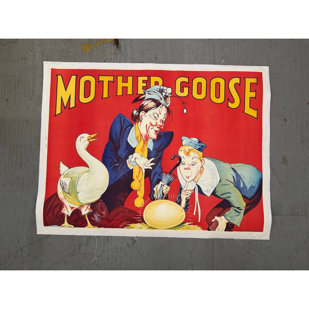 Original 1930s Vintage Lithograph Theater Poster British Production Mother Goose